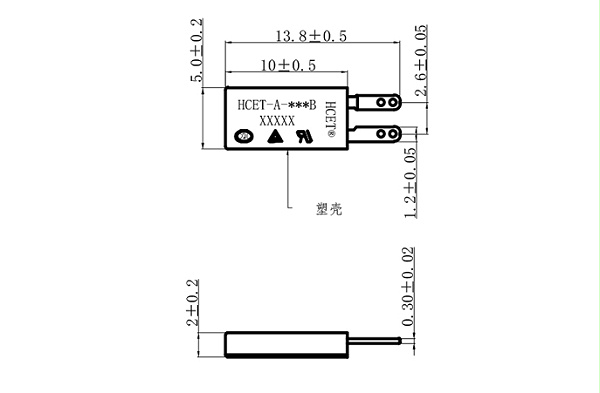 HCET-A充电电池组温度开关-尺寸图