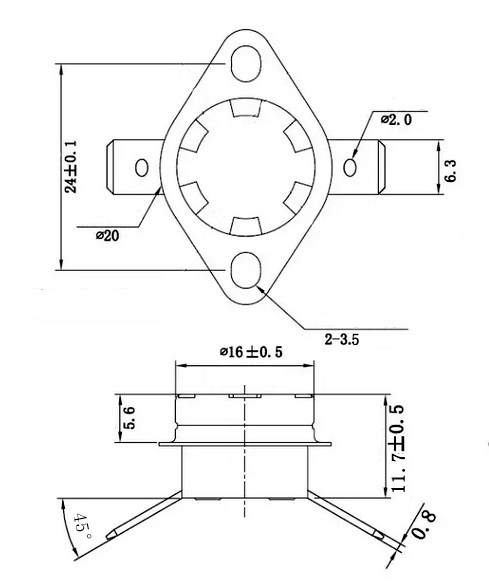 KSD301系列温度开关图纸