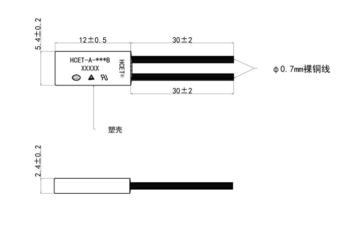 TB02窗帘电机温控开关外观尺寸