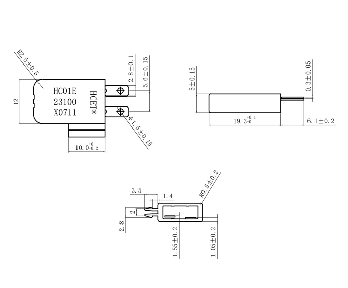 HC02-B座椅电机过载保护器尺寸图